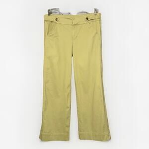 Wide Leg Mid-Rise Trouser Pants Khaki Sage Green Jr 13 Women 10 Boho Stretch Y2K
